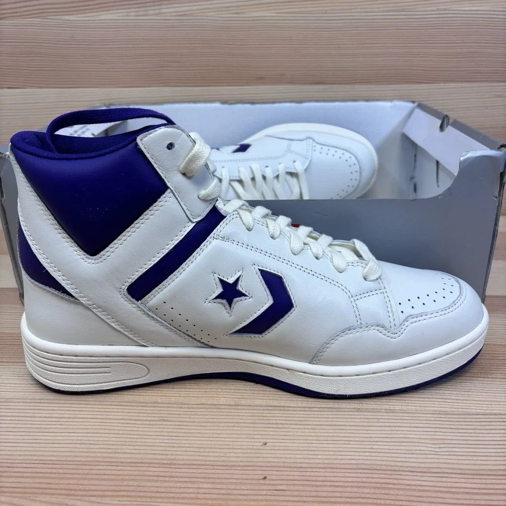 Converse Mens Weapon Mid  Mens Size 13 Vintage White Court Purple A11211C